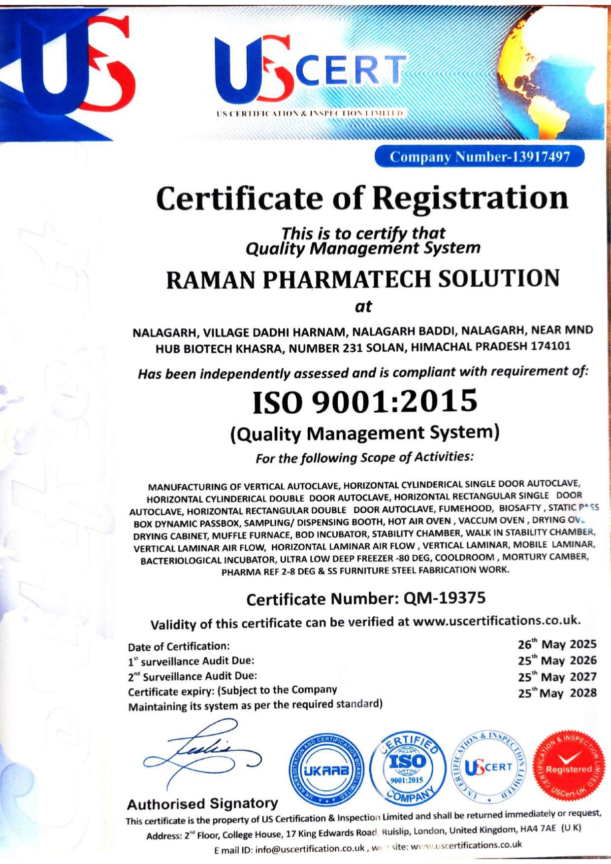ISO 9001:2015 Certificate