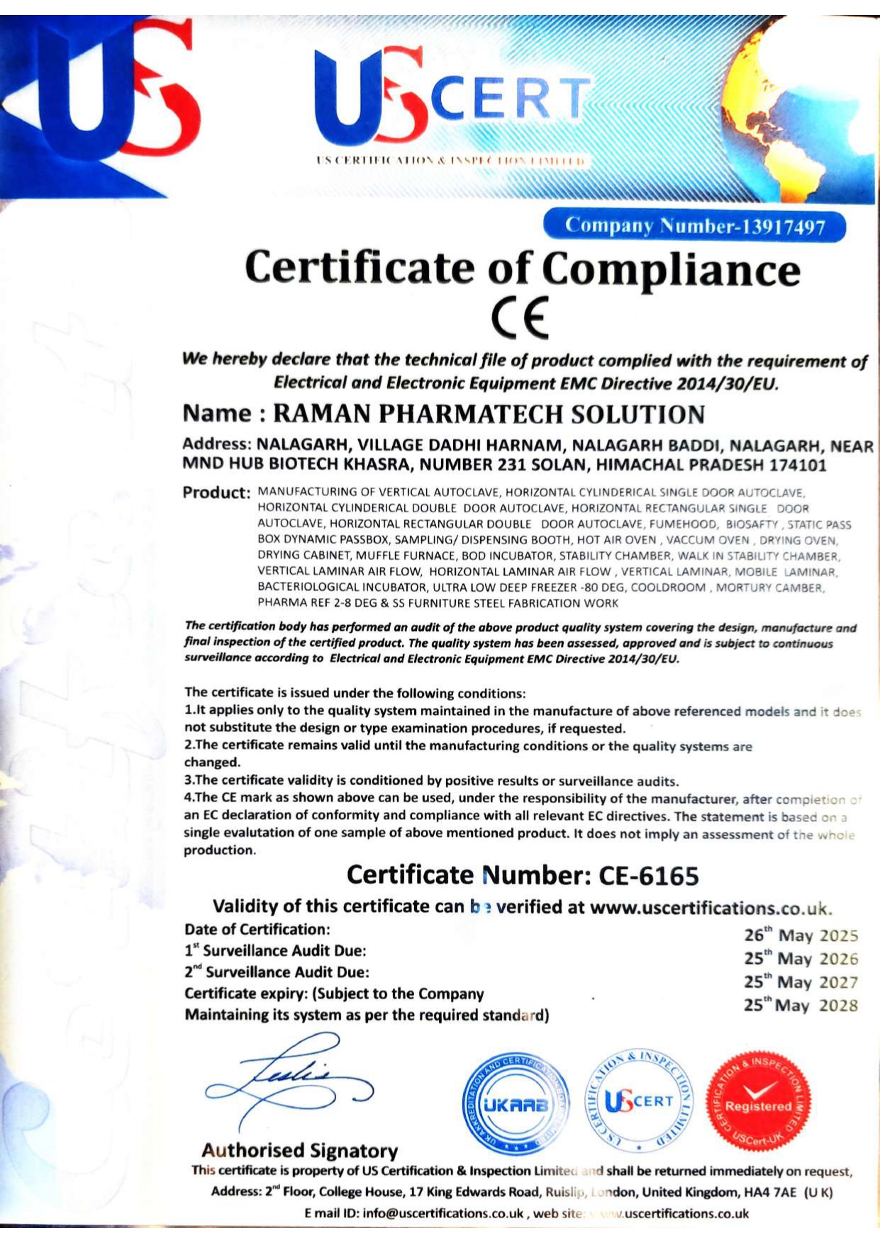 CE Certified Certificate